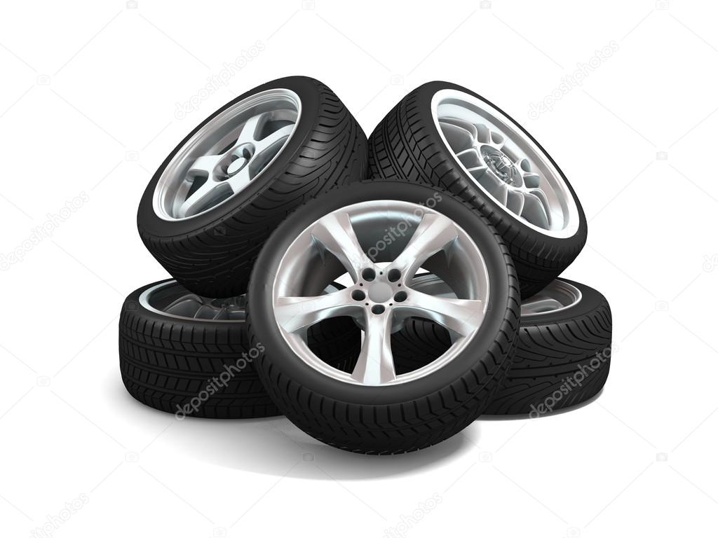 Tires on a white background