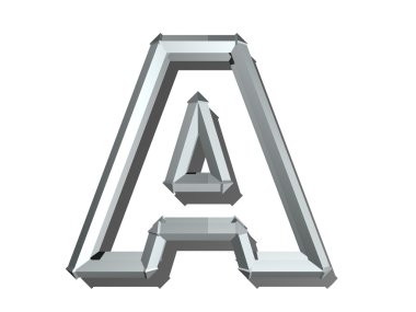 beyaz izole zemin üzerine metal mektupta 3D render.