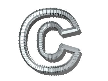 beyaz izole zemin üzerine metal mektupta 3D render.