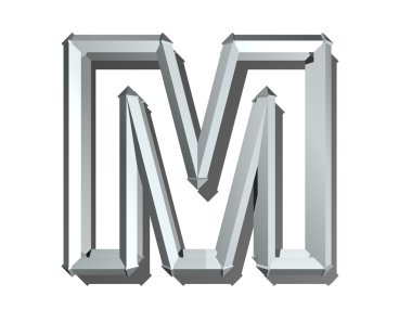 beyaz izole zemin üzerine metal mektupta 3D render.