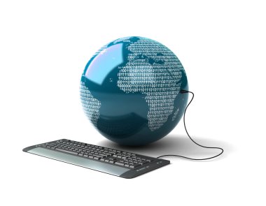 bilgisayar klavye ile bağlı dünya Küre.