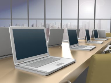 Ofis Masası üstünde laptop