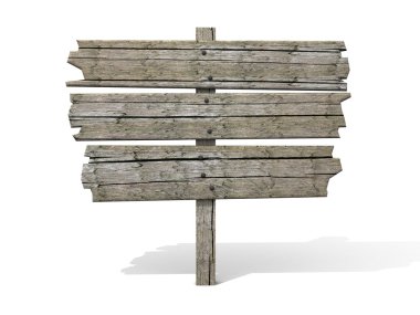 eski ahşap Pano. beyaz izole.