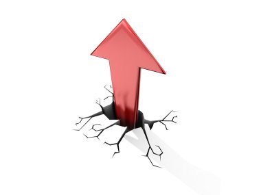 3D çekim ve beyaz bir zemin üzerinden breaking kırmızı ok gösterimi.