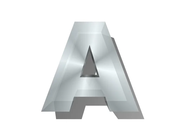 3D-weergave van de letter in metaal op een witte achtergrond geïsoleerde. — Stockfoto