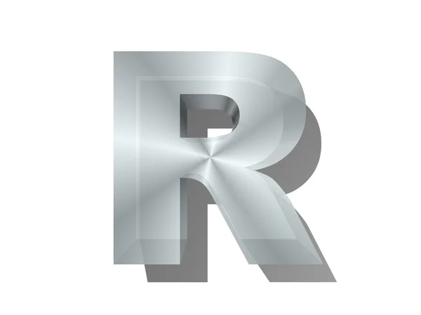 3D rendering της επιστολής στο μέταλλο με απομονωμένο λευκό φόντο. — Φωτογραφία Αρχείου