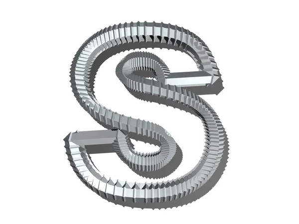3D-Darstellung des Buchstabens in Metall auf weißem, isoliertem Hintergrund. — Stockfoto