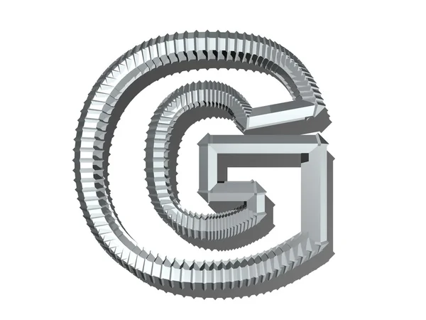 3D-Darstellung des Buchstabens in Metall auf weißem, isoliertem Hintergrund. — Stockfoto