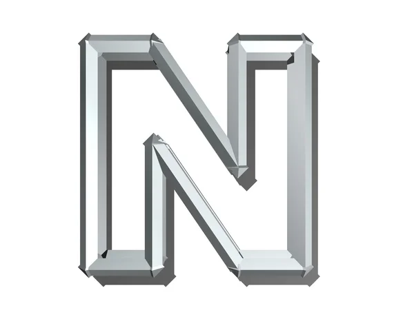 3D візуалізація літери в металі на білому ізольованому фоні . — стокове фото