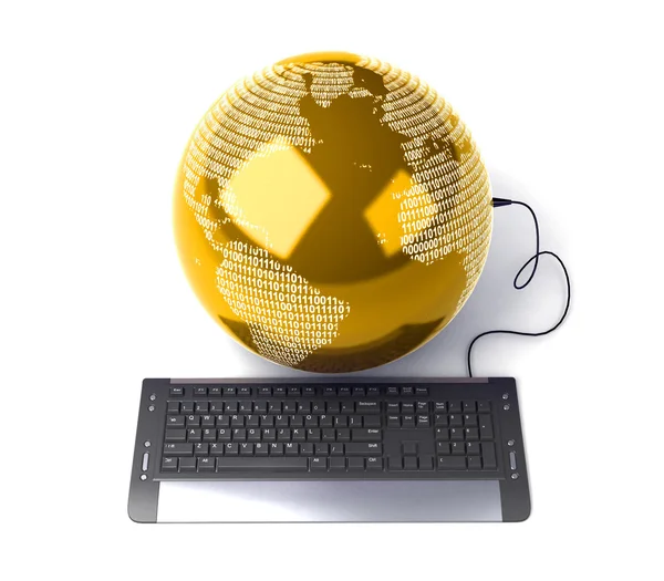 Arth Globe connected with computer keyboard — Stock Photo, Image