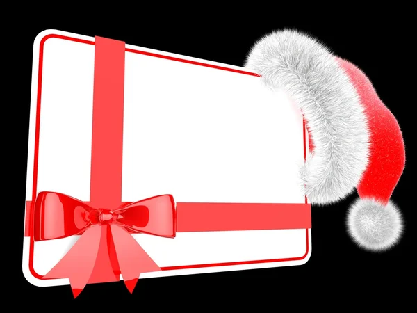 Kerstman hoed met een gift card — Stockfoto