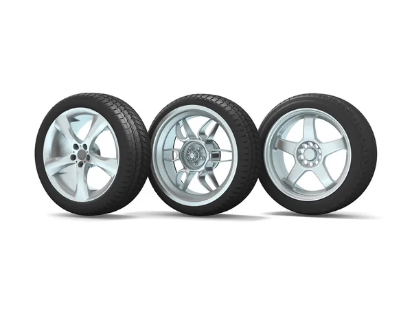 Car wheels on white background. — Stock Photo, Image