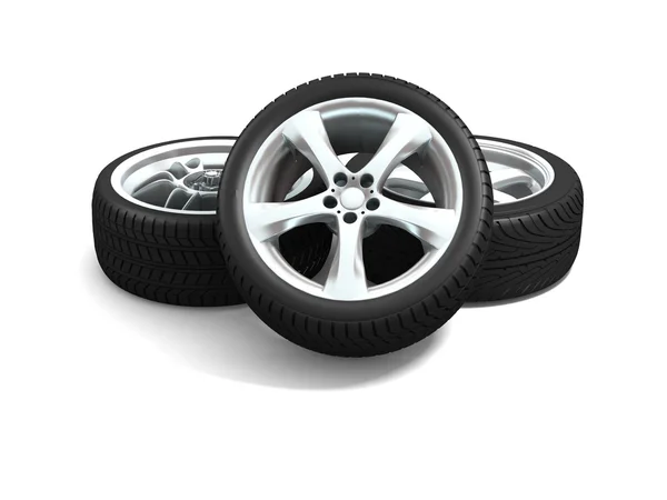 Wheels isolated on white. 3d illustration. — Stock Photo, Image