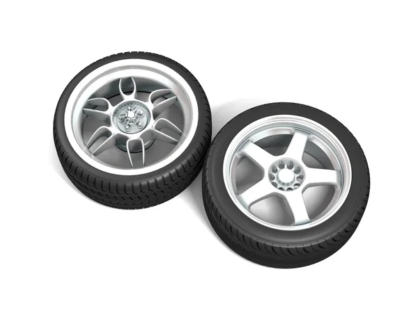 Wheels isolated on white. 3d illustration. — Stock Photo, Image