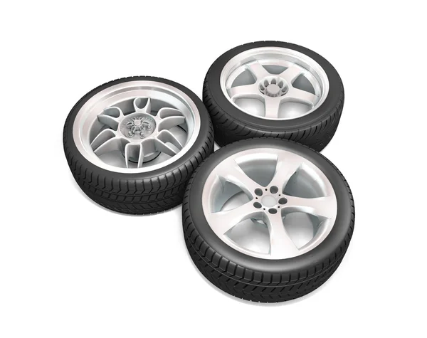 Wheels isolated on white. 3d illustration — Stock Photo, Image