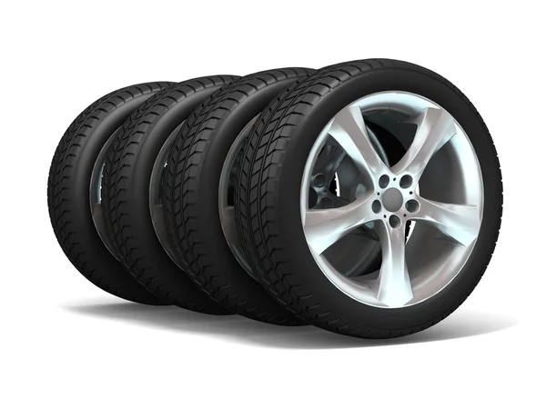 Wheels isolated on white. 3d illustration — Stock Photo, Image