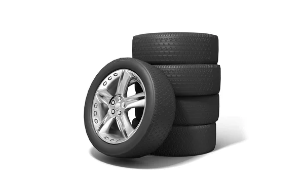 Wheels isolated on white. 3d illustration. — Stock Photo, Image