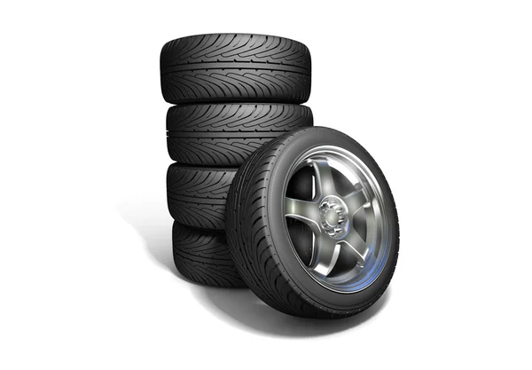 Wheels isolated on white. 3d illustration. — Stock Photo, Image