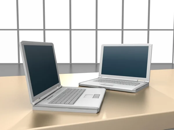 Laptop na biurko — Zdjęcie stockowe
