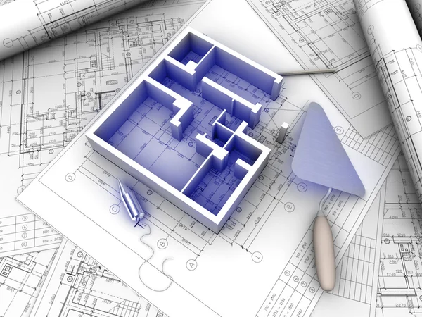 3D plan drawing — Stock Photo, Image