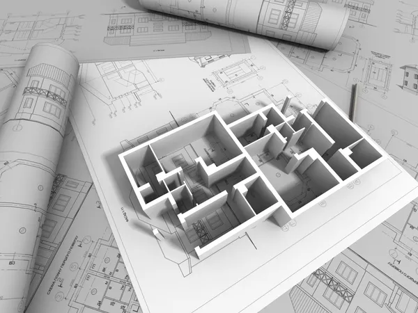 3D plan tekening — Stockfoto