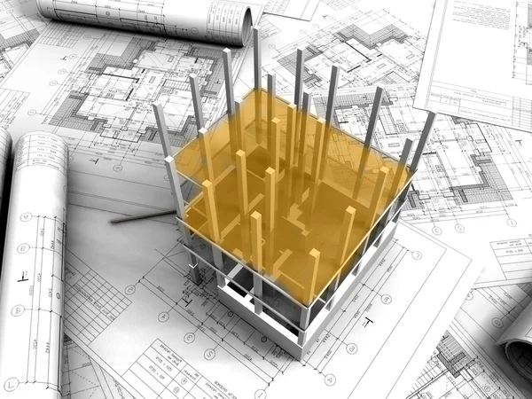 3D plan tekening — Stockfoto