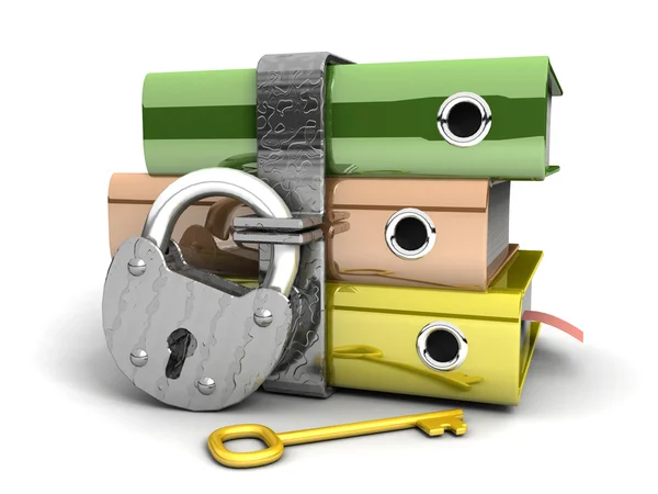 3D illustration of the image of a folder with the lock on a white background — Stock Photo, Image