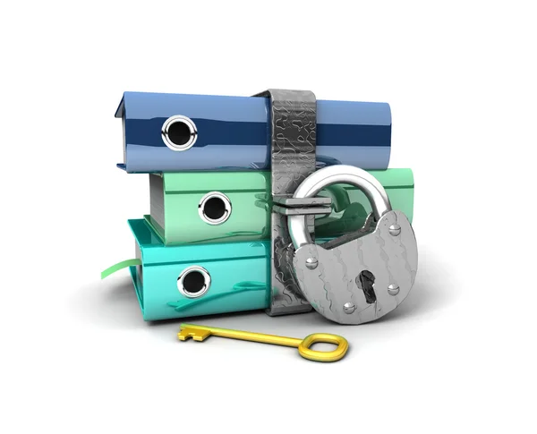 3D illustration of the image of a folder with the lock on a white background — Stock Photo, Image