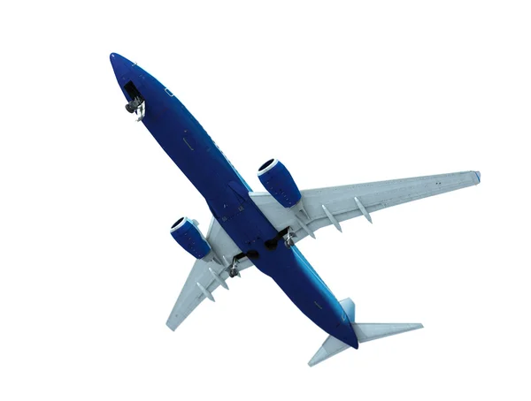 Jet uçak iniş, üzerinde beyaz izole — Stok fotoğraf