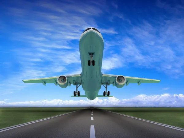 Estrada e avião — Fotografia de Stock