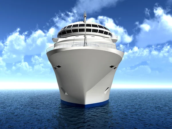 El lujoso transatlántico de crucero sobre olas azules — Foto de Stock