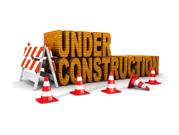 Under construction! with traffic cones — Stock Photo, Image