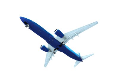 jet uçak iniş, üzerinde beyaz izole