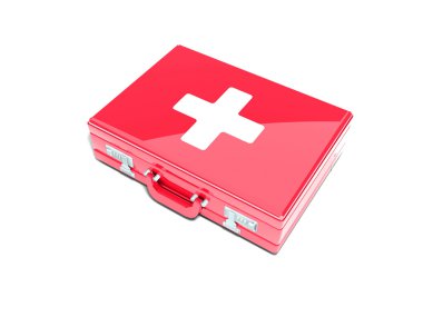 İlk yardım çantası beyaz arkaplanda izole edildi
