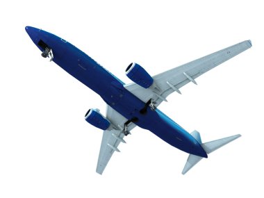 jet uçak iniş, üzerinde beyaz izole