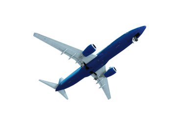 jet uçak iniş, üzerinde beyaz izole