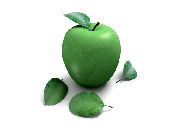 Friss zöld alma zöld levél — Stock Fotó