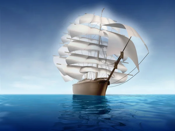 Стародавня яхта на морі — стокове фото