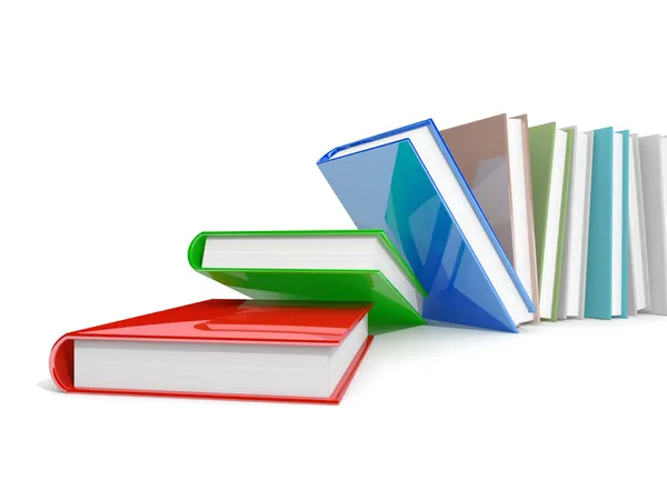 Gekleurde boeken geïsoleerd op wit — Stockfoto