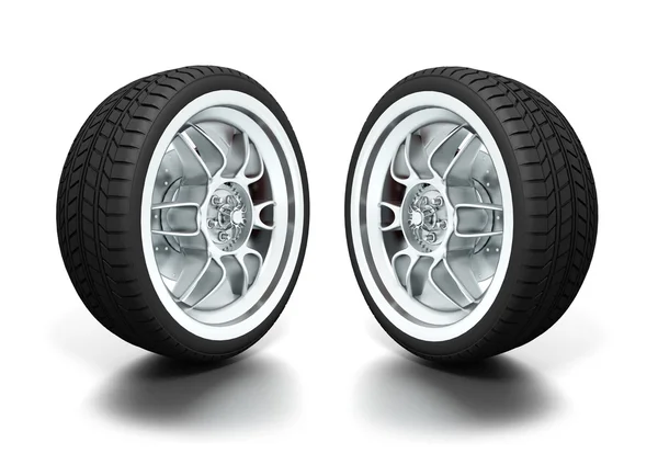 Wheels isolated on white. 3d illustration. — Stock Photo, Image