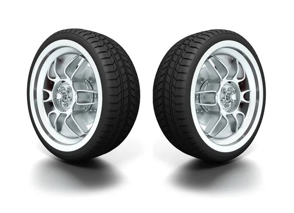 Wheels isolated on white. 3d illustration. — Stock Photo, Image