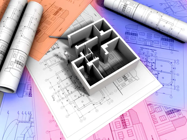 3D plan drawing — Stock Photo, Image