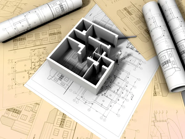 3d 绘图的计划 — 图库照片