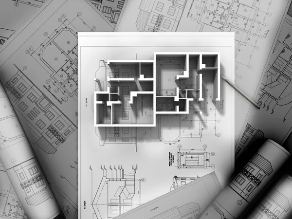 3D plan drawing — Stock Photo, Image