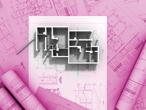 3D plan drawing — Stock Photo, Image