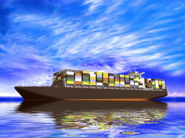 Большой контейнерный корабль — стоковое фото