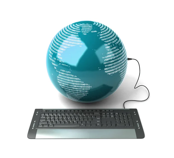 Earth Globe connected with computer — Stock Photo, Image