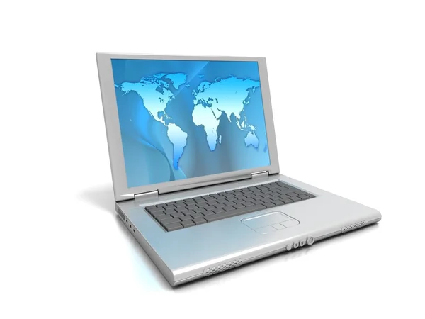 Map on laptop — Stock Photo, Image