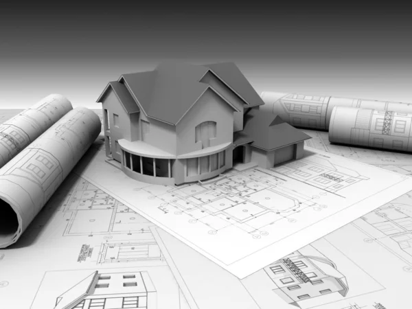 3D-model van huis — Stockfoto