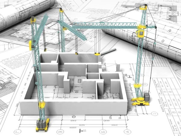 3D plan tekening — Stockfoto